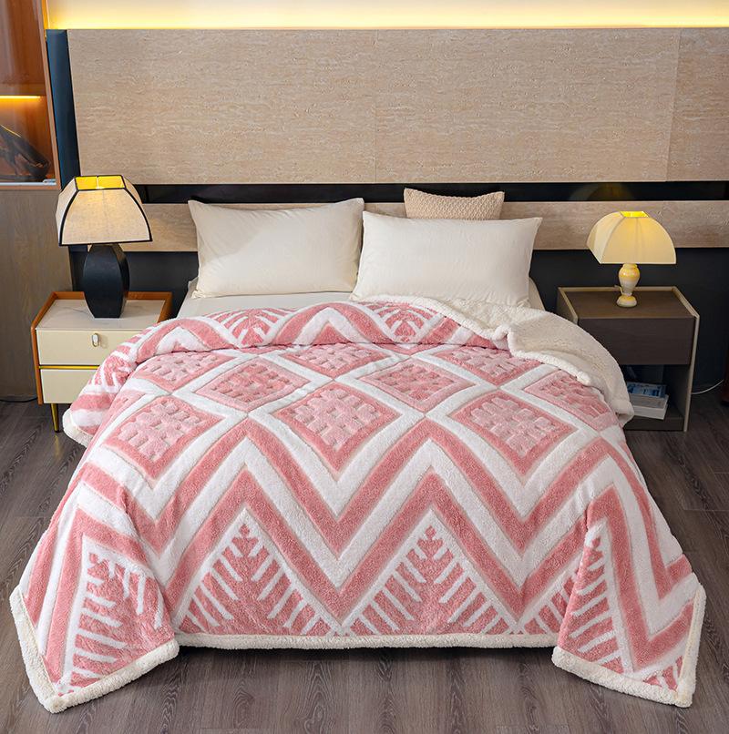 Double Sided Jacquard Blanket Thickened Taff Velvet Warm Office Nap Throw Sofa Cover Washable Colorfast Dormitory Bed Blankets
