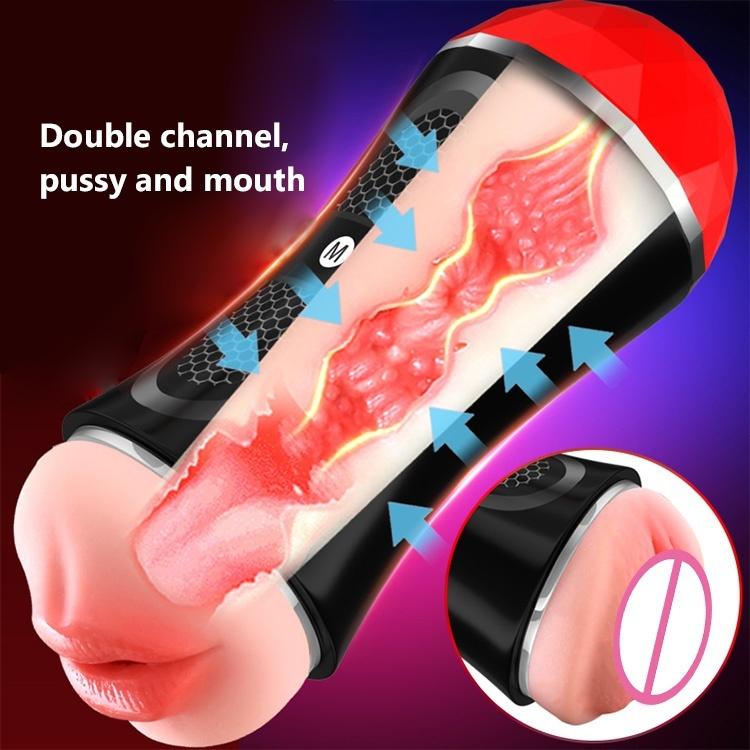 Male Masturbator Cup Vibrator Deep Throat Pussy Mouth Double Adult Endurance Exercise Sex Toys