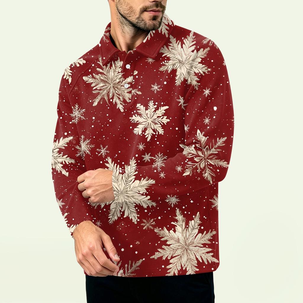 Men's Christmas Print Zip-Up Sweatshirt, Long Sleeve Loose Fit Casual Fall Winter Top, Multiple Colors and Sizes