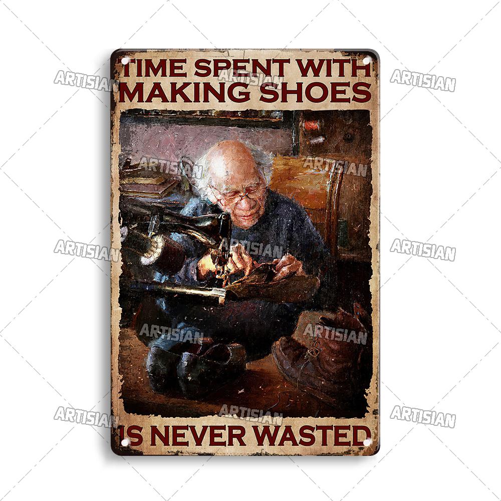 Artisian Job Work Metal Plaque Shoemaker Tin Sign Barista Hairstylist Luthier Painter Chef Decorative PlateWall Decor Garage Bar
