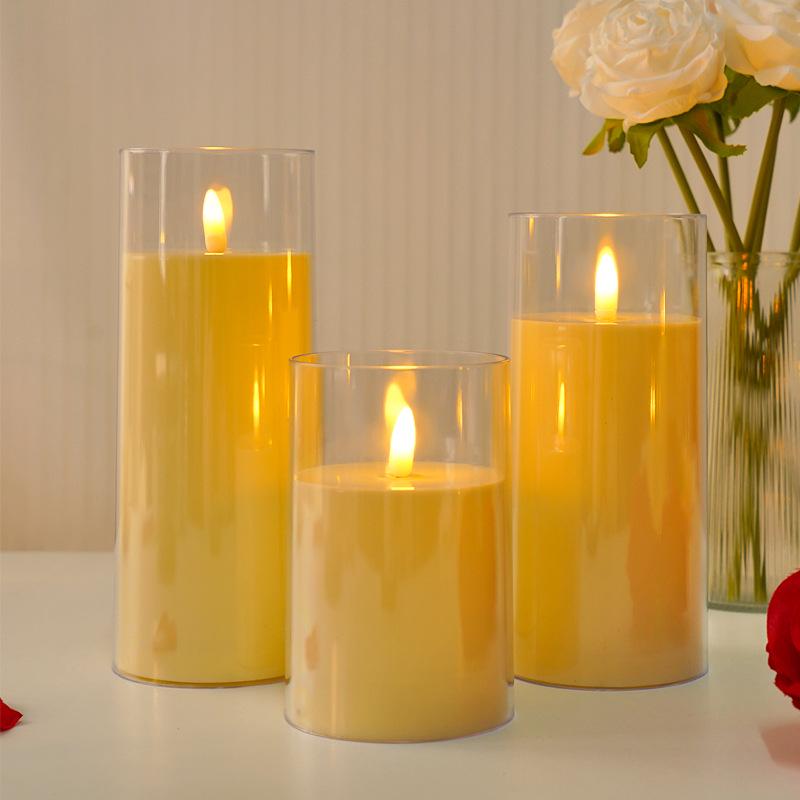 LED Simulierte Kerze mit Acrylglasbecher für Weihnachts-, Geburtstags-, Hochzeits-Atmosphärendekoration