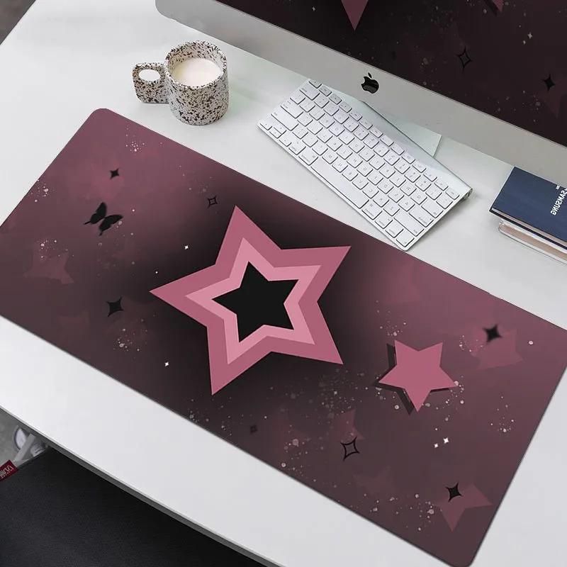Black And Pink Gradient Star Korean Mouse Pad Extra Large Female Sweet Cool Healing Computer Office Keyboard Desk Anti Slip Mat