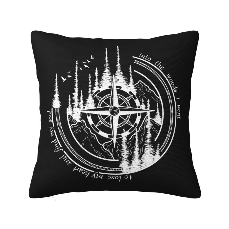 Mountain Adventure Compass Pillow Decorative Modern Cushion Cover Velvet Pillowcase
