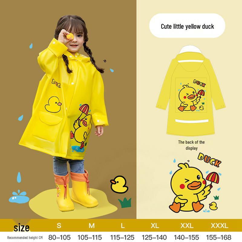 

Cartoon Kids Waterproof Poncho with Backpack Space - Thickened Full-Body Raincoat for Primary School Boys & Girls XXL (140-155 CM)