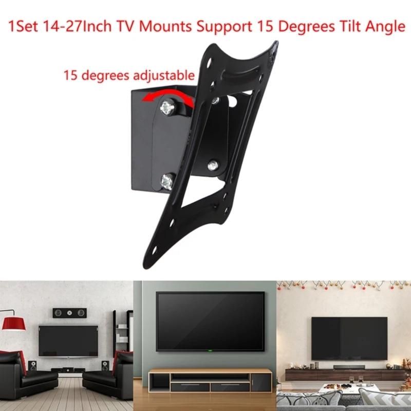 Space Saving Wall Bracket for Flat Screen Displays Providing Flexible Viewing Positions Through Tilt Adjustment