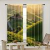 2pc,  Curtain Grassland Hill House Versatile 100% Polyester,Without Electricity Summer Party Decorations Applies To Carnival