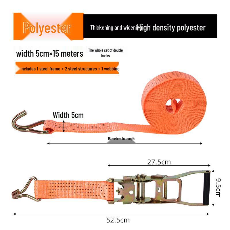Pasy transportowe z grzechotką, z podwójnym hakiem i stalowym napinaczem