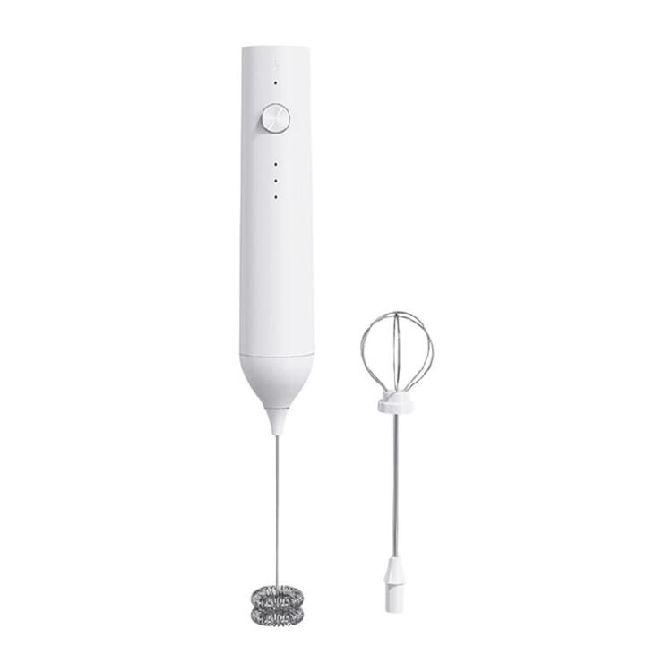

Electric Milk Frother Whisk with Metal Head 500mAh Rechargeable Battery Suitable for Coffee Cream and Baking Recipes белый