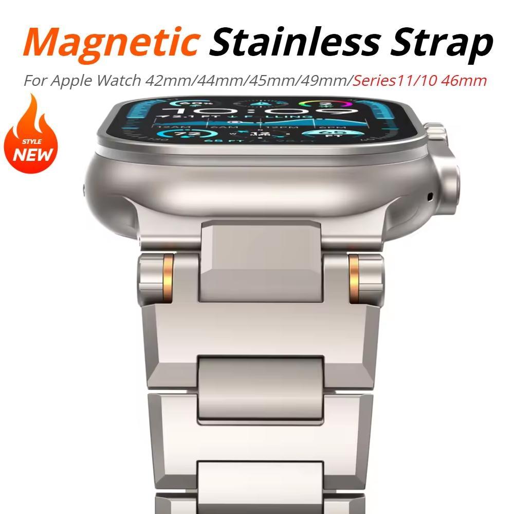Stainless Steel Strap for Apple Watch Ultra 3/2/1 49mm 46mm 45mm 44mm 42mm Metal Magnetic Band IWatch Series 11 10 9 8 7 6 SE 5