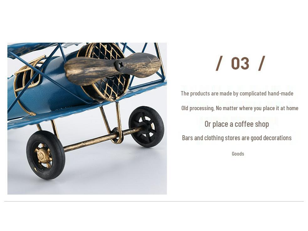 Creative Retro WWII Iron Airplane Model Ornament for Office Decor