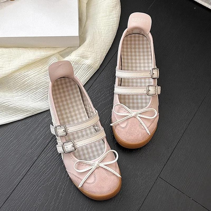 Fashion Sweet Casual Mary Jane Flat Shoes Women's Ballet Flats Soft Bottom Comfortable Spring Summer Retro Sle Fashionable Slip-On