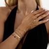 Creative Colorful Crystal Connected Finger Bracelet, Ins Flower Metal Chain Hand Jewelry For Women