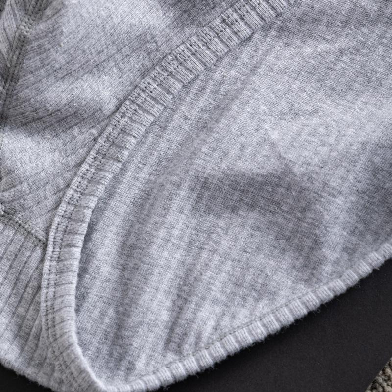 Men's Ribbed Pure Cotton Briefs - Solid, Breathable, Sweat-Absorbing, High Cut, Large Pouch, Four Seasons.