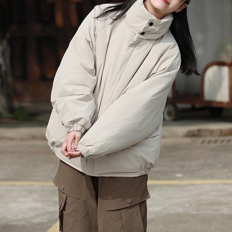 

Unisex Winter Cotton-Padded Jacket with Large Pockets and Stand Collar L бежевый