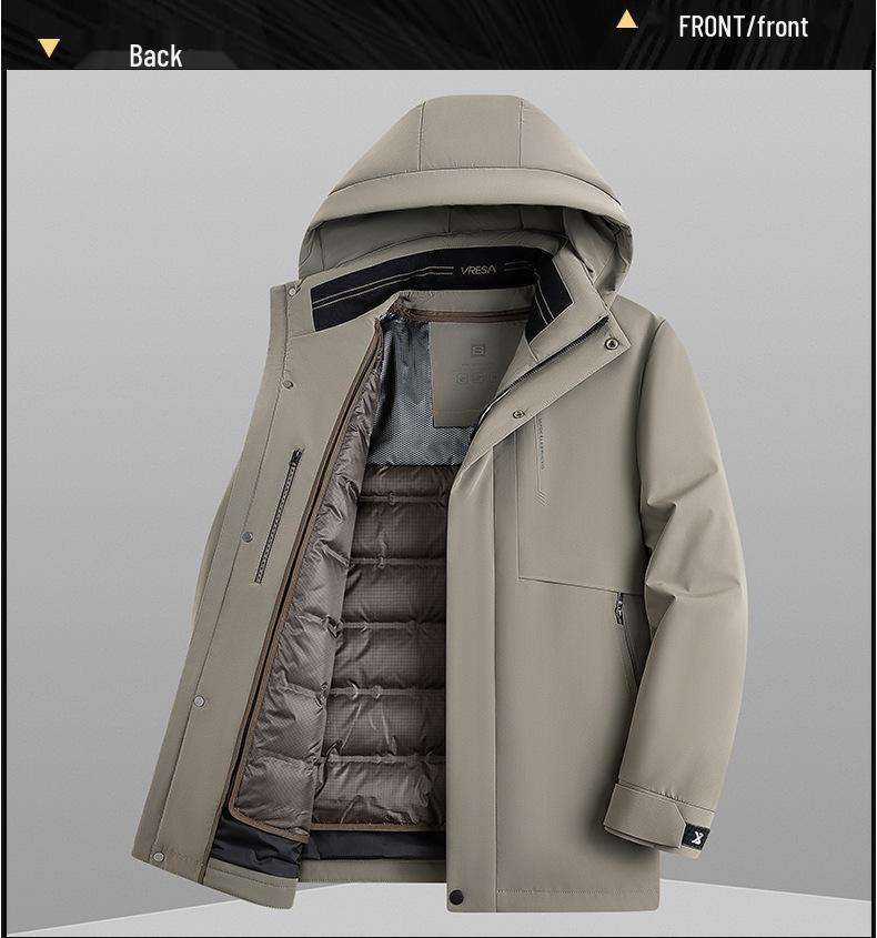 Men's Winter Down Jacket with High-Grade Graphene Lining and Detachable Liner - Thick and Warm for Father's Wear