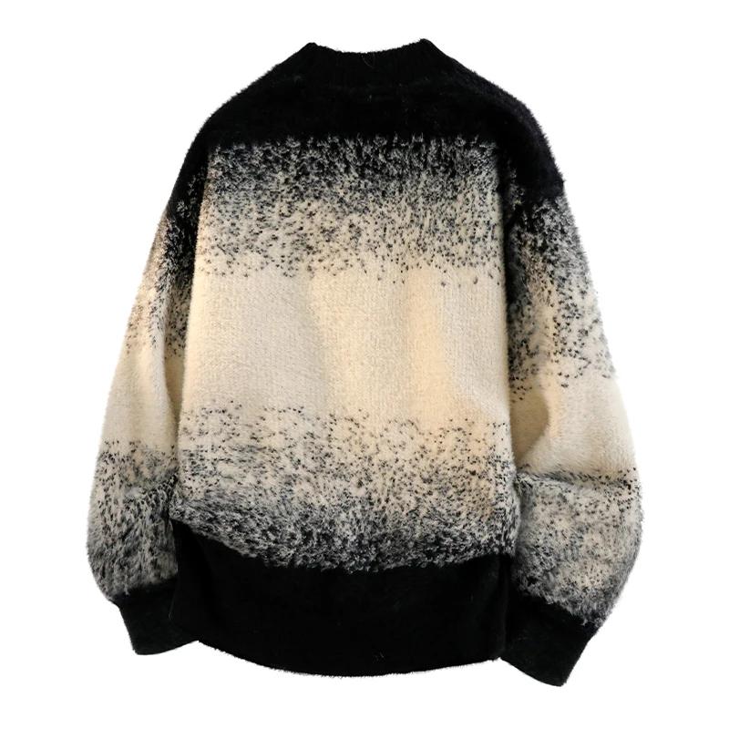 New Gradient Tie Dye Knit Cardigan Women Lazy Style Loose V Neck Sweater Fashion Casual Daily Knitted Outerwear Open Front Tops
