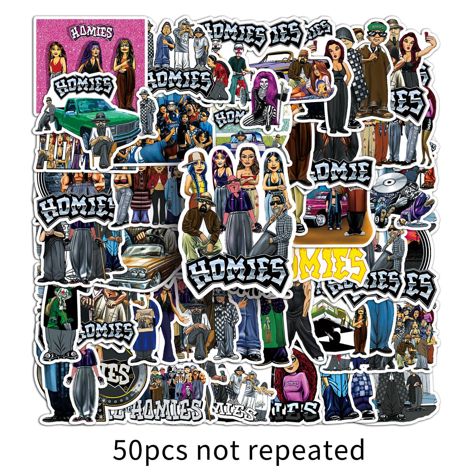 50 American Retro Graffiti Style Waterproof Stickers for Bottles & Suitcases