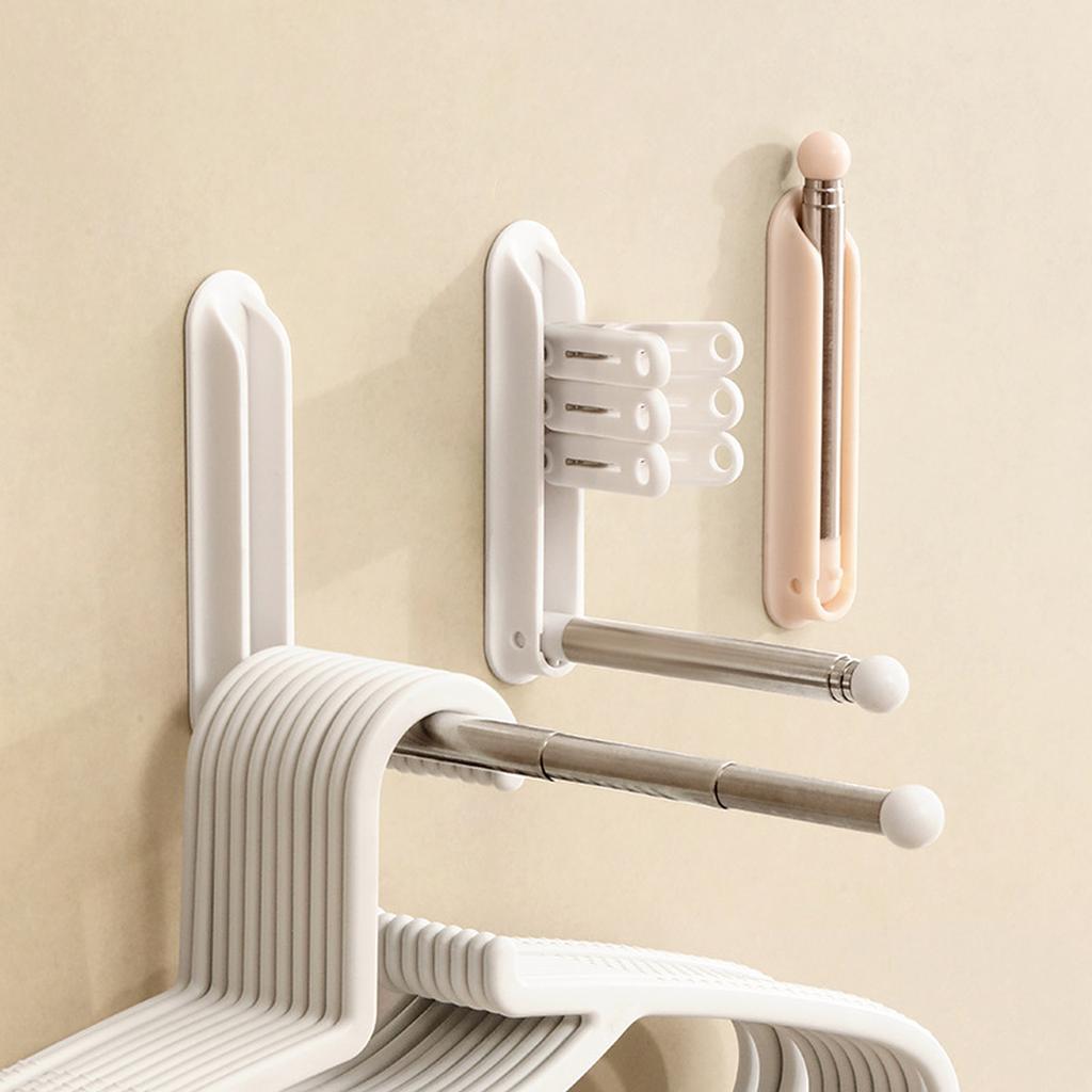 Wall Mounted Folding Clothes Hanger Rack Space Saving Retractable Drying Rod Stainless Steel and Plastic Construction for Home Laundry Bathroom Closet