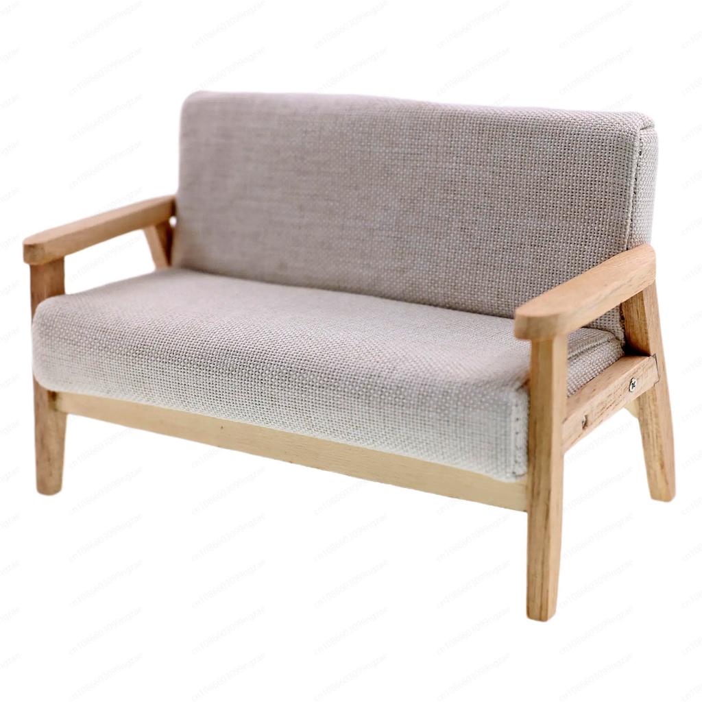 1:12Dollhouse Doll double chair, mini ornaments, toys, double sofa, Japanese scene photography