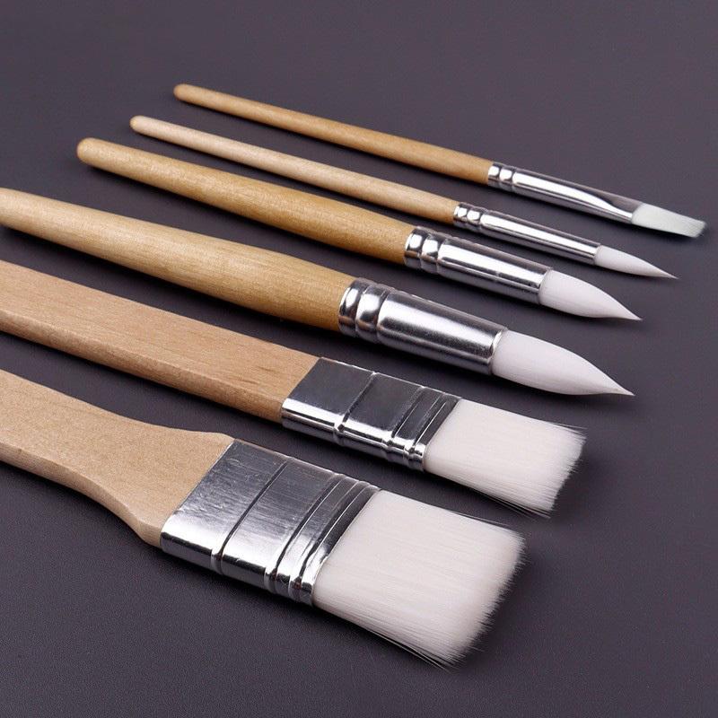 1 комплект (6Pcs) Набор кистей с деревянными ручками - для акварели, масла, акрила, создания искусства