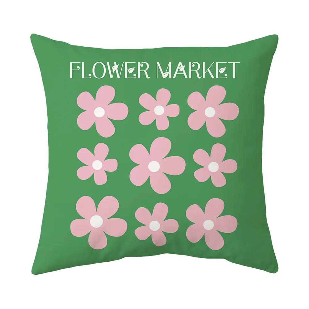 Pink Green Pillowcase 45x45cm Square Pillow Covers Art Drawing Series Pillow Cushion Cover Abstract Main Image Throw Pillow Case