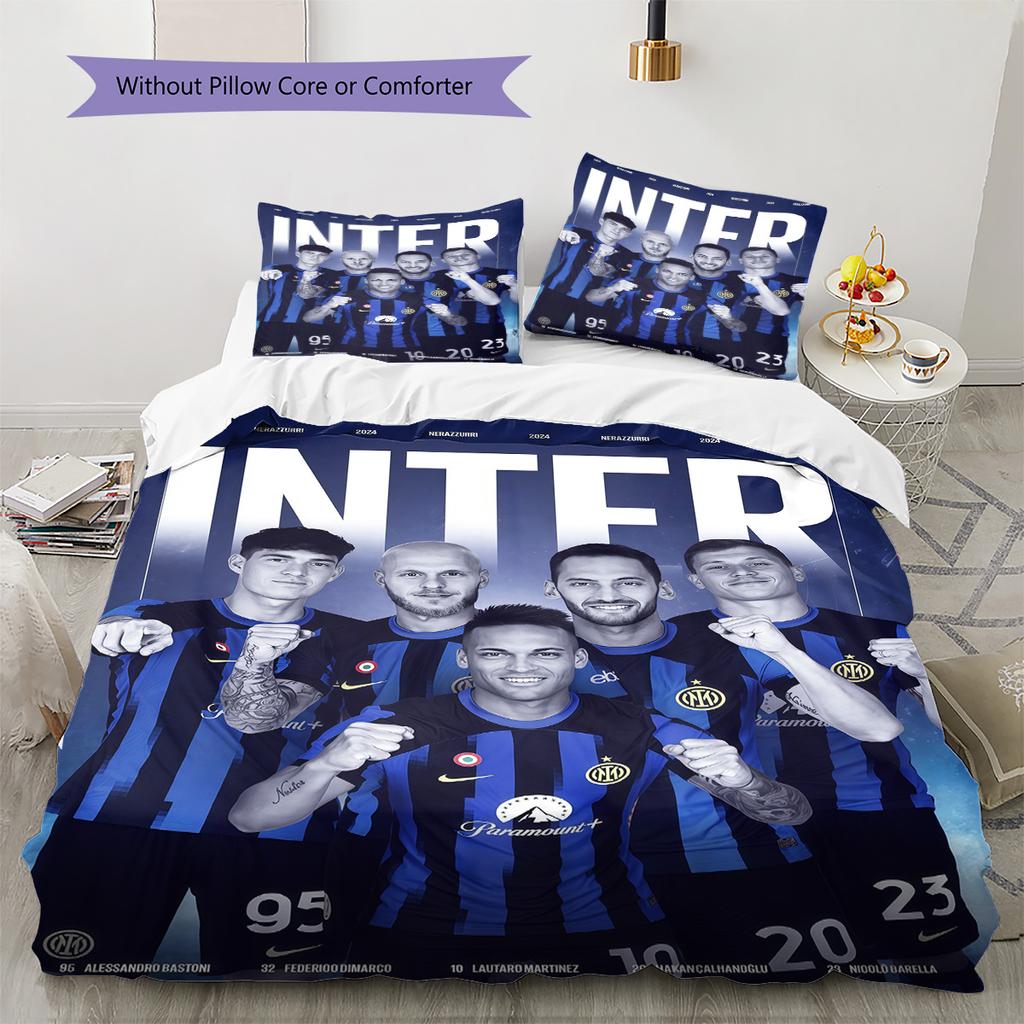Inter Milan Pattern Bedding Quilt Set Quilt Cover Pillowcase Home Decoration Birthday Gift (1 * duvet cover + 2 * pillowcase, without core)