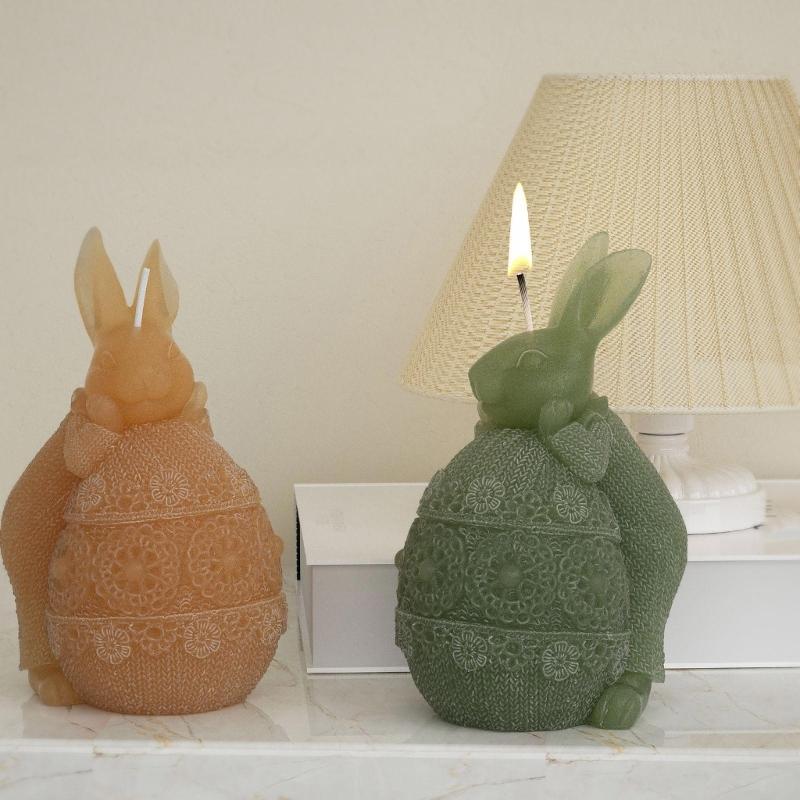 Candle Mold Aromatherapy Candle Mold 3D Bouncing Rabbit Plaster Epoxy Mold for DIY Crafts Soap Present Candle Making