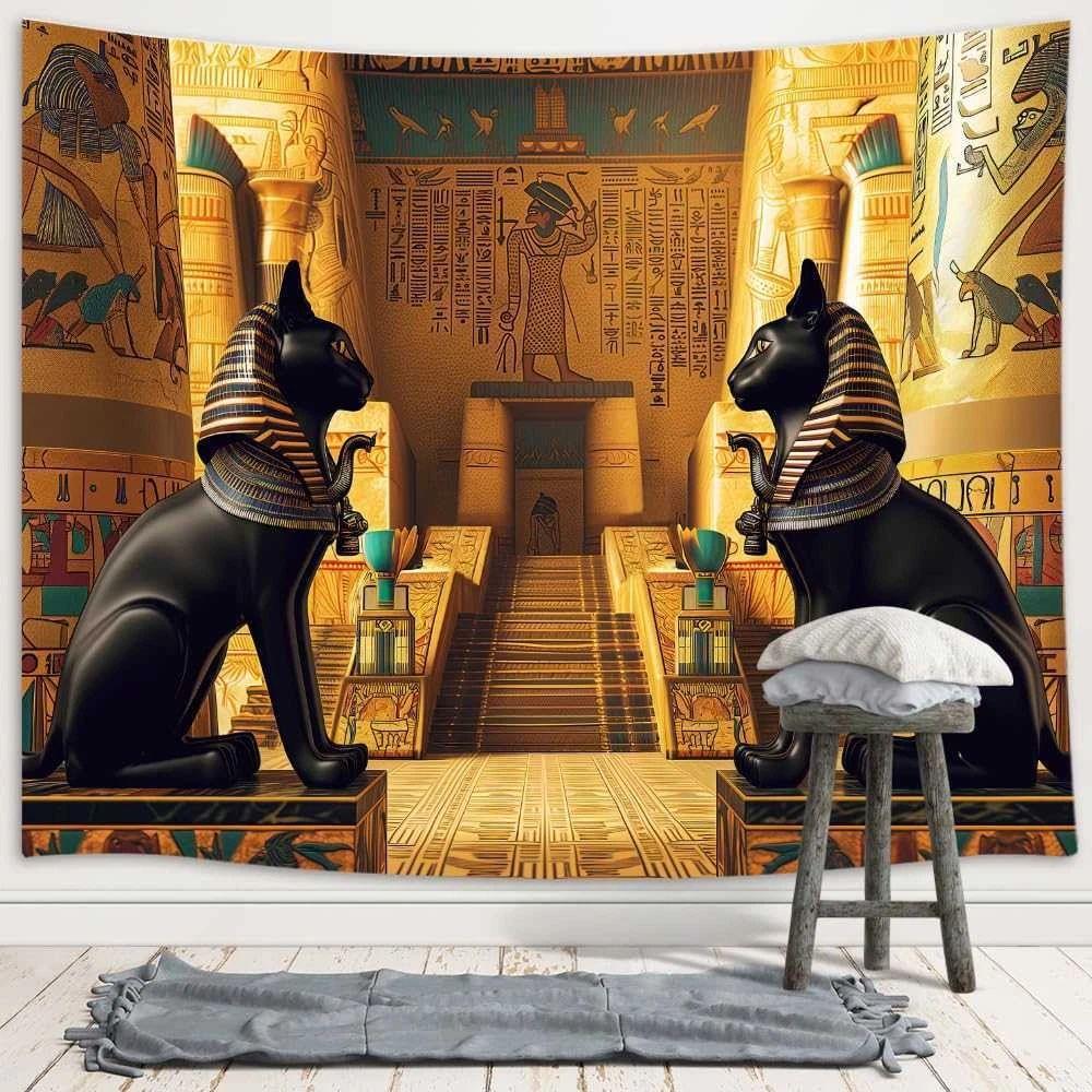 Tapestry poster background depicting a medieval Egyptian temple 75x100