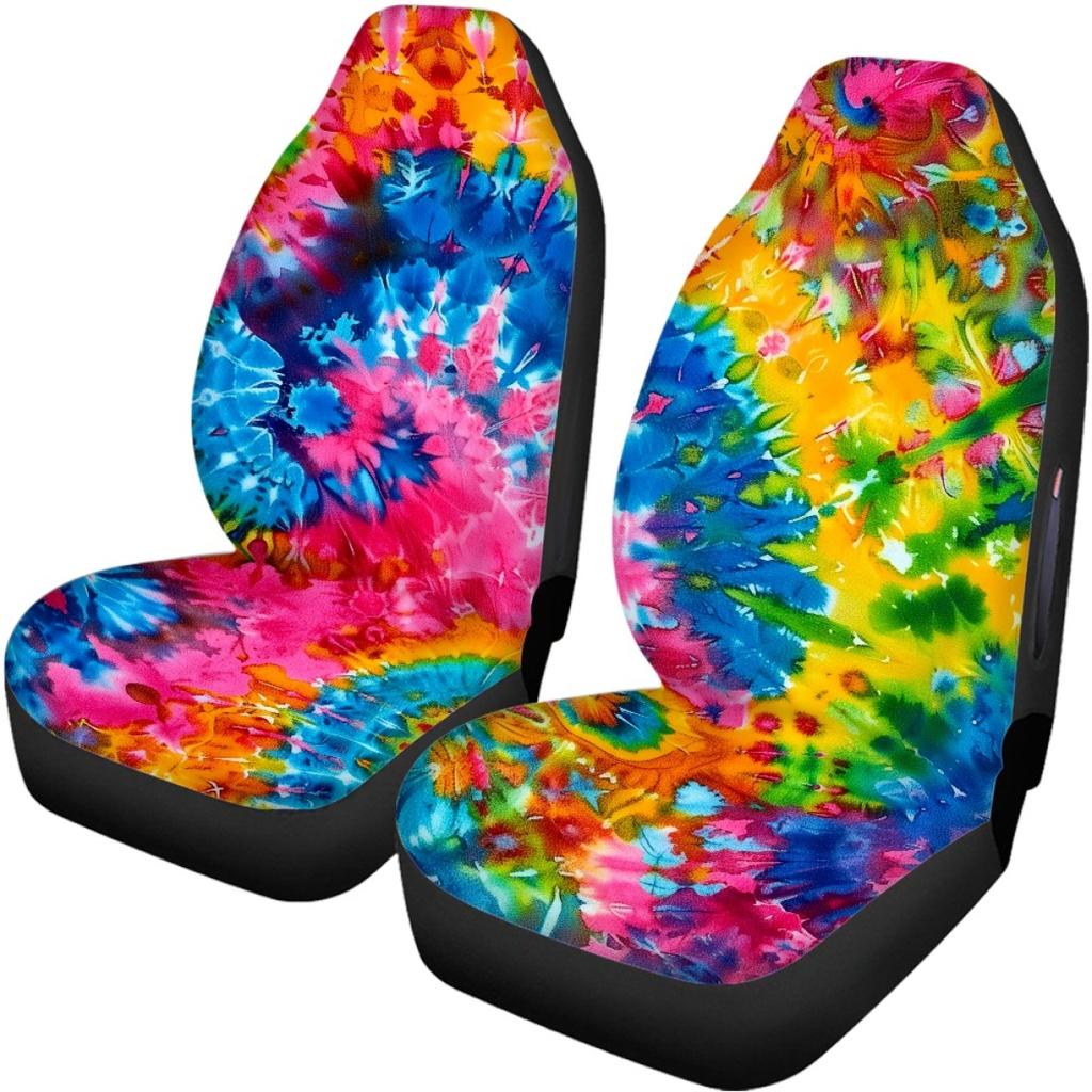 5-Seat Car Seat Covers Set Abstract Art Digital Print Waterproof Fabric Airbag Compatible Front Rear Seat Protectors Universal Fit