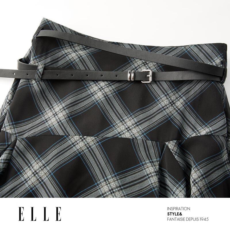 ELLE French Plaid Chiffon A-line Skirt