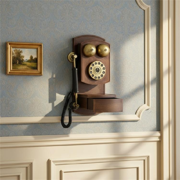 Drehwahlschalter Telefon Antikes Festnetztelefon mit Aufbewahrungsbox Wanddekorationen für Home Office Retro Kreatives Telefonmodell