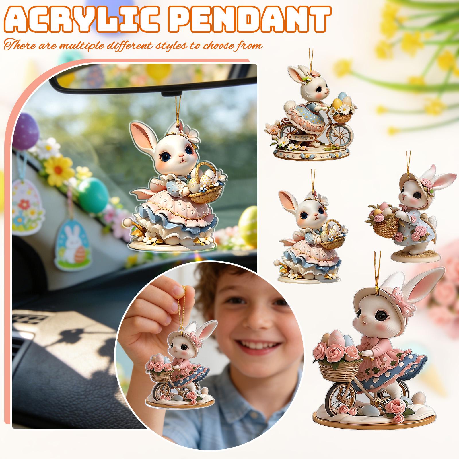 

Easter Bunny Wall Decor 2D Flat Acrylic Bunny Egg Easter Pendant, Spring Rabbits And Egg Table Sign Decorations One Size