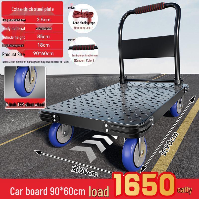 Foldable Steel Hand Truck: Portable Small Trolley for Transporting Goods
