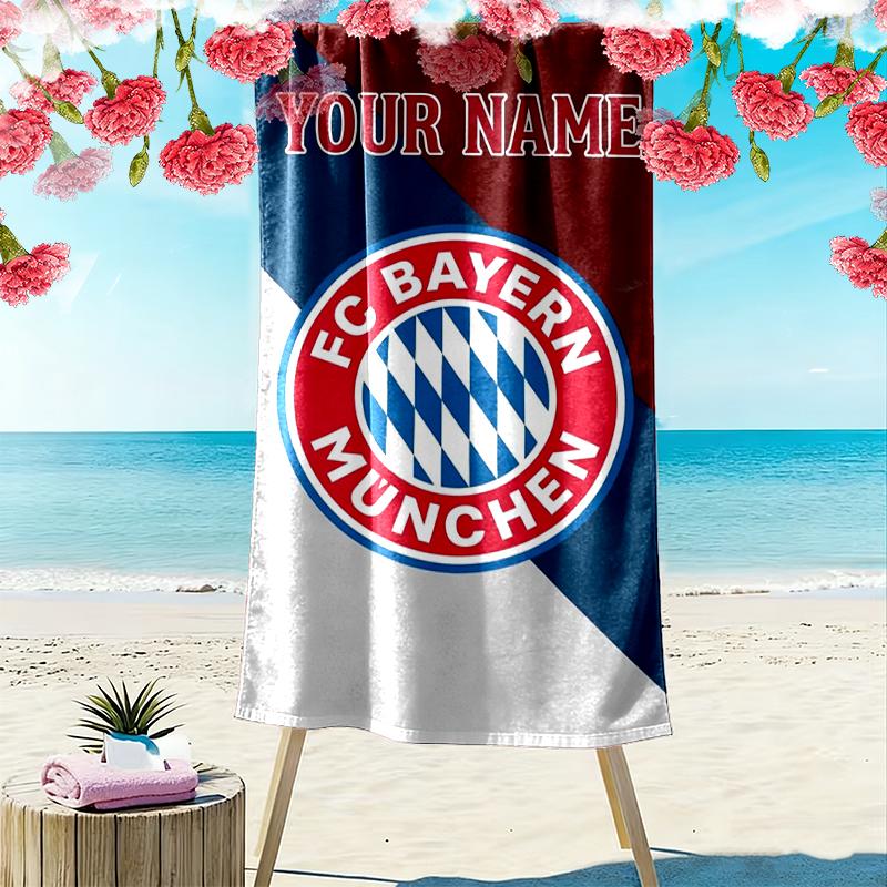 Custom Name Bayern Munich Print Beach Towel, Large Soft Quick Dry Towel for Beach Camping Swimming