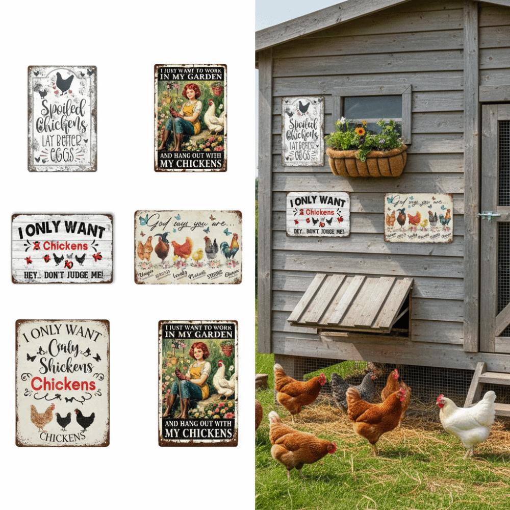 Metal Material Chicken Coop Signs Funny Style 20 * 30cm Chicken Coop Accessories Rustic Vintage Farm Yard Decor Outdoor Decor