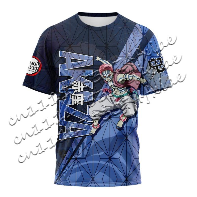 Men's/Women's New Tanjiro Kamado T-Shirt Short Sleeve Demon Slayer Water Breathing Print Anime Fan Fashion Casual Streetwear