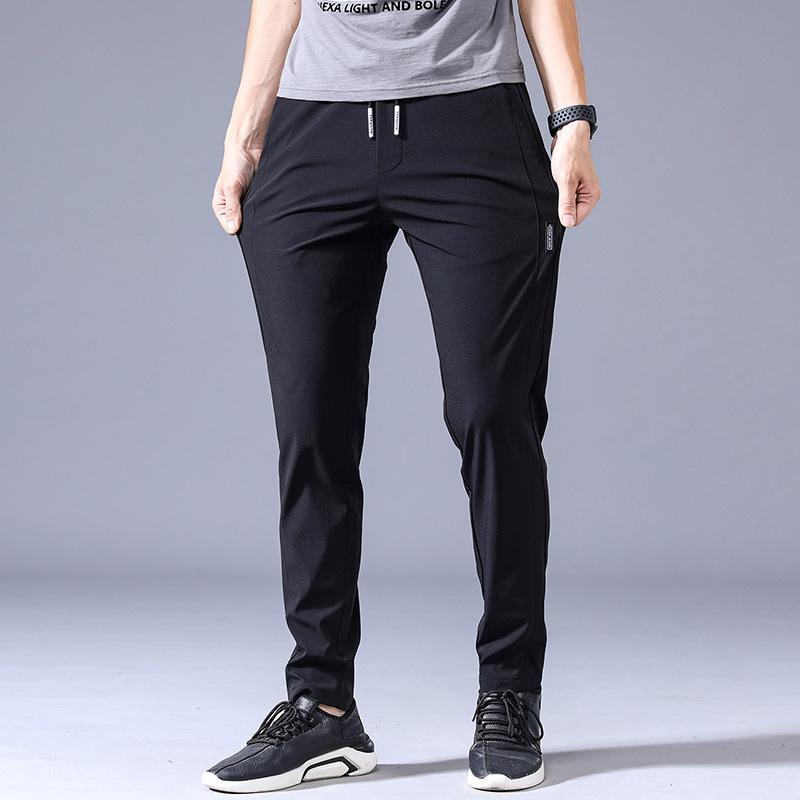 Summer new sweatpants men's straight loose elastic non-iron casual pants men's trendy elastic pants