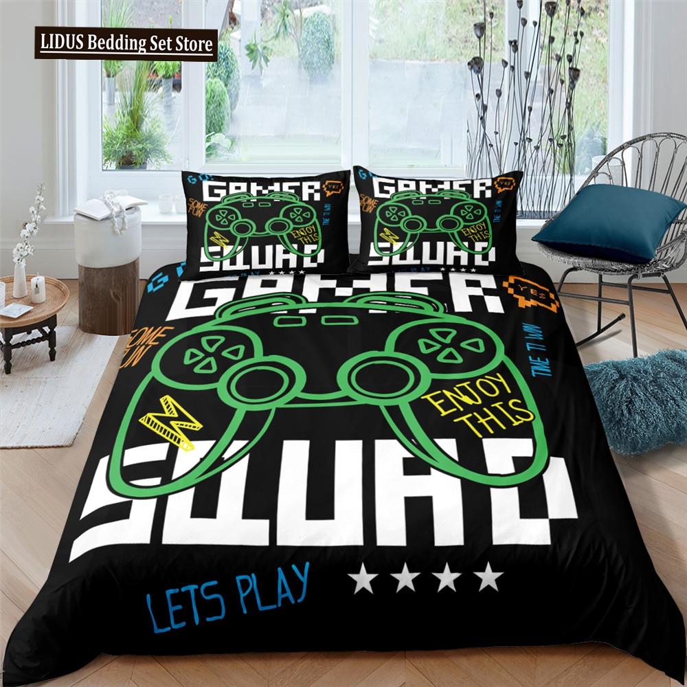 3D Printed Game Bedding Set Adults Teens Gamer Queen King Full Single Size Polyester Duvet Cover Set With Pillowcase Bedclothes