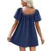 Rochii de vară din denim pentru femei Rochie mini cJean cu guler pătrat