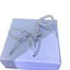 Hejia Exaggerated Ribbon Pearl Line Sterling Silver Earrings for Women - Korean Style Luxury