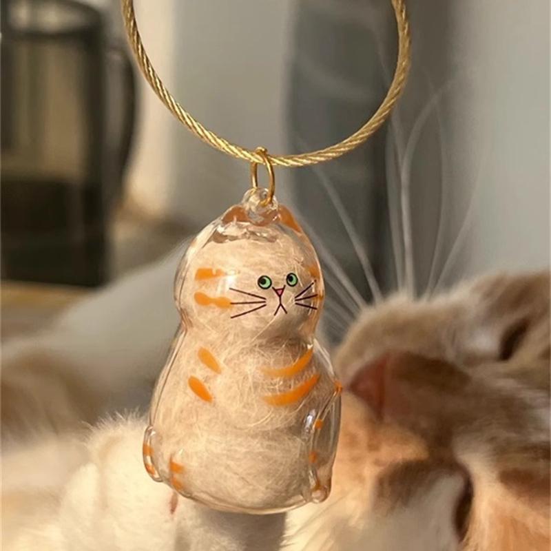Cat Keychain Pendant Backpack Cat Dog Hair Storage Box Hanging Cat Bag Hanging Pet Hair Grooming Souvenirs Home Display Ornament