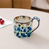 400ML Retro Blumenbecher Keramik Kaffeetasse Polygon Milchteetasse Küchenbar Zubehör Frühstück Milchbecher Büro Trinkbecher
