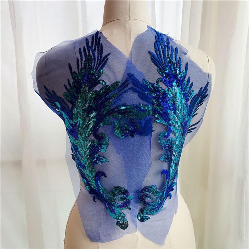 DIY Pailletten-Stickerei-Aufnäher Phönix-Schwanzfeder Kleidung Applikation Bühnenkostüme