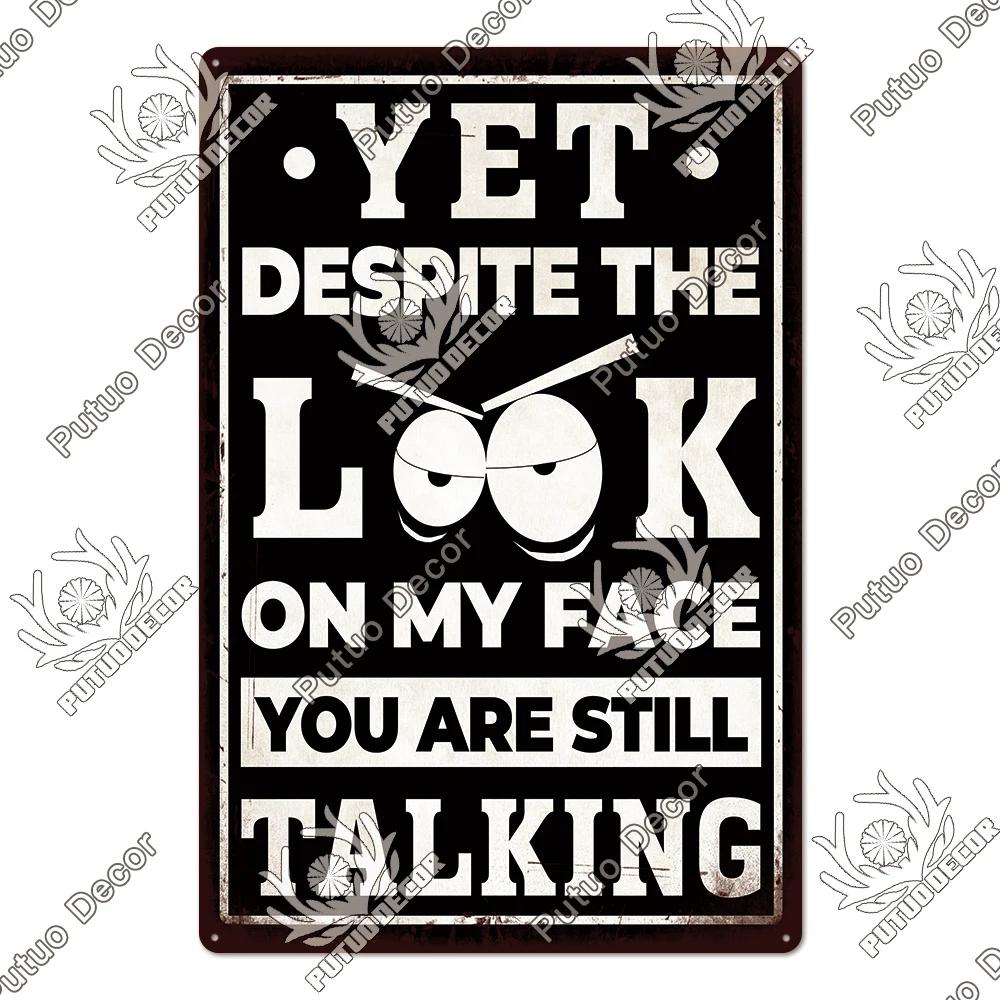 Putuo Decor Funny Sarcastic Vintage Posters Tin Signs Retro Plaque Metal Plate Wall Art Decor for Home Living Room Unique Gift