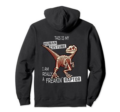 Velociraptor Skeleton Raptor Hoodie for Human Costume