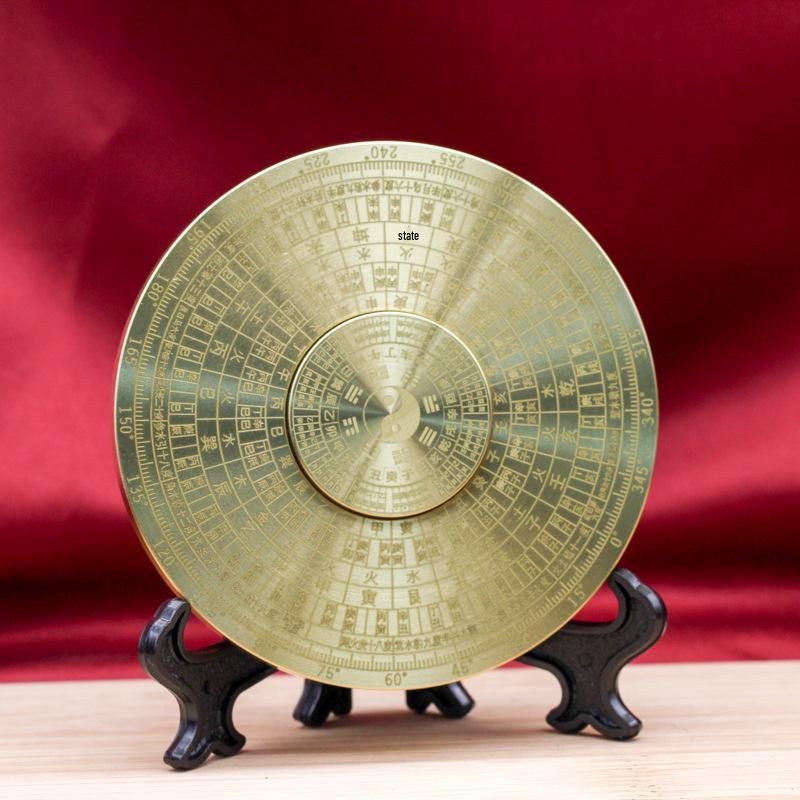 Zweiseitiger drehbarer Messing Bagua I Ging Kompass mit Griff