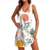 Women's Easter Pattern Sleeveless V-Neck Beach Tank Dress With Pockets