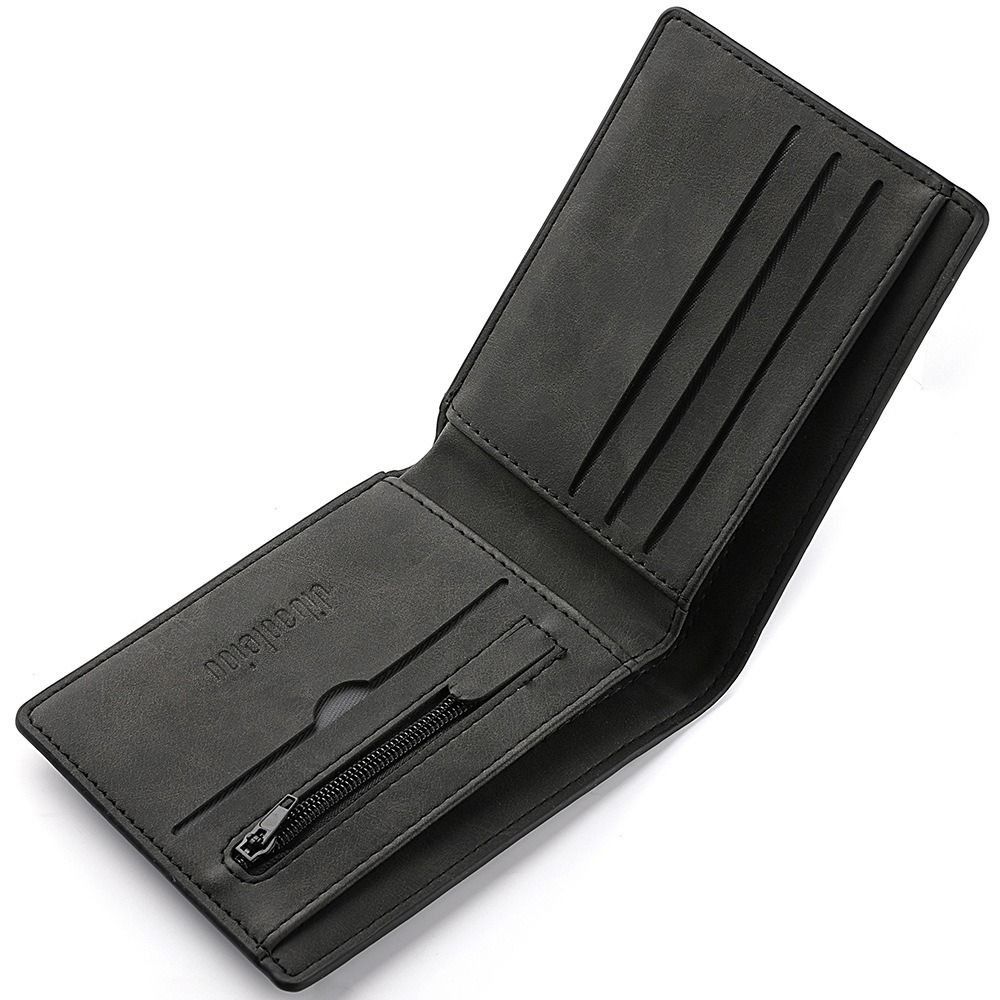 

Zipper Design Male Purse Lightweight Short Skin Wallets Gift Short Card Holder Shopping коричневый