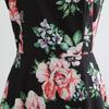 Summer New Retro Supply, One-word Neck Sleeveless Printed Pendulum Dress