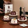 Flower Cup and Saucer Set To Cup Gift Box Light Luxury Coffee Cup Couple Ceramic Mug with Lid Spoon Souvenir Gift